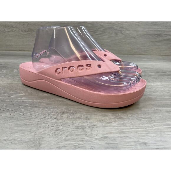 Crocs Baya Women's Sandal Platform Flip Flop Thong Slip-On Rubber 8 Pink Shoes - Picture 1 of 11